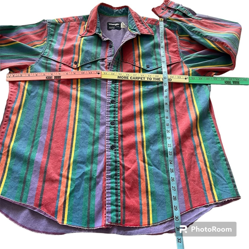 VTG Wrangler Men’s 18-36 Brushpopper 90s Striped Western Cowboy Rodeo Shirt. XXL - Picture 6 of 11